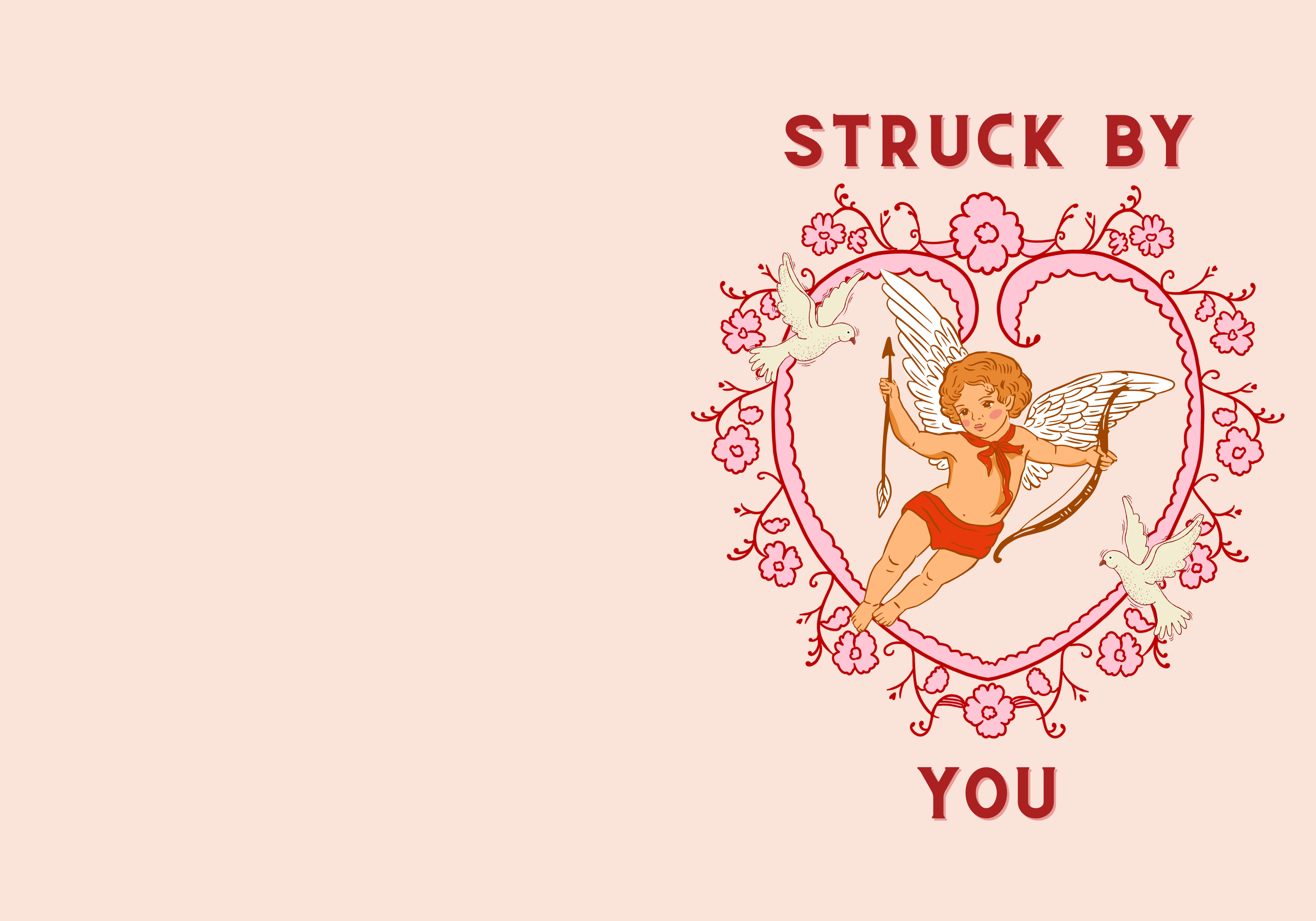 Free Pale Pink Cupid 5"x7" Valentine's Day Greeting Card