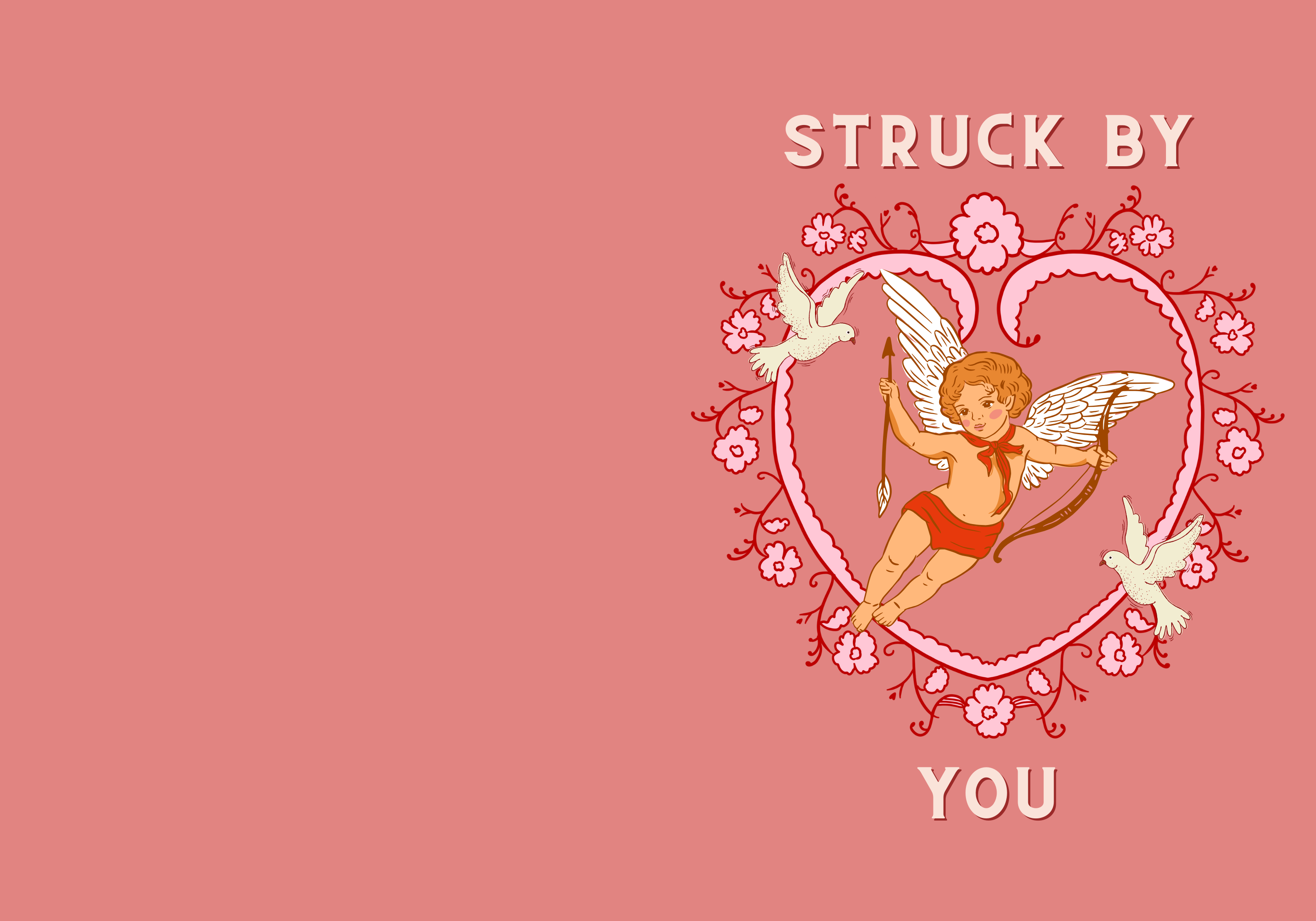 Free Pink Cupid 5"x7" Valentine's Day Greeting Card